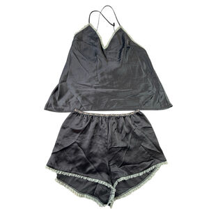 Victoria’s Secret Satin Pajama Set XS Gray Cami Shorts Sleepwear Loungewear